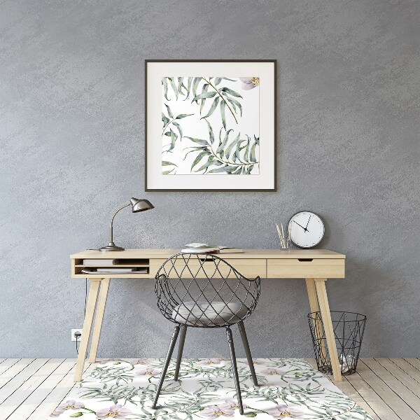 Office chair mat pink orchids