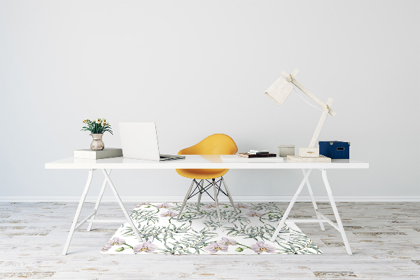 Office chair mat pink orchids