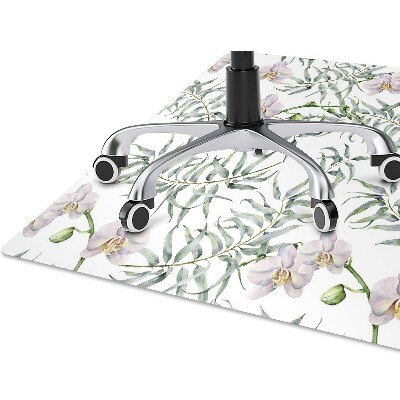 Office chair mat pink orchids