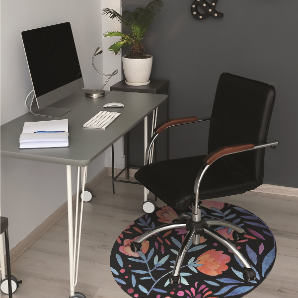 Desk chair mat floral pattern