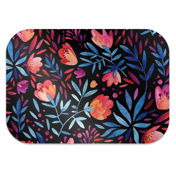 Desk chair mat floral pattern