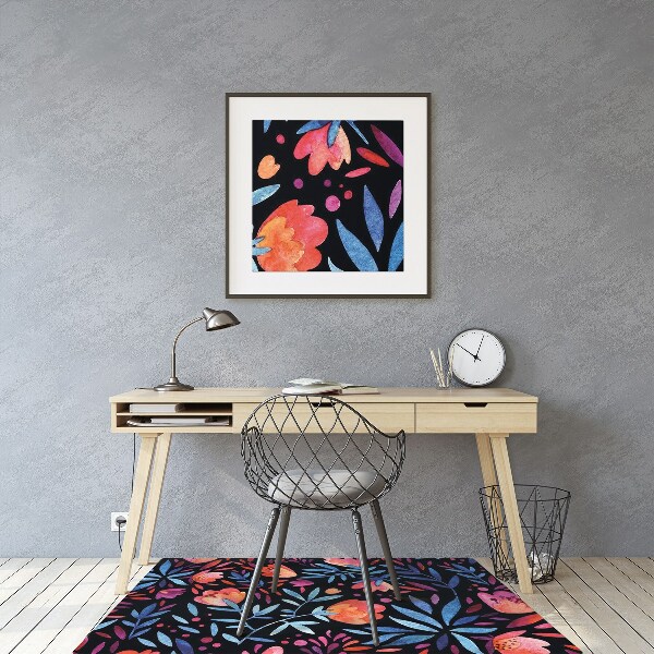 Desk chair mat floral pattern