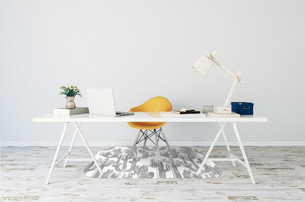 Chair mat floor panels protector painted cacti