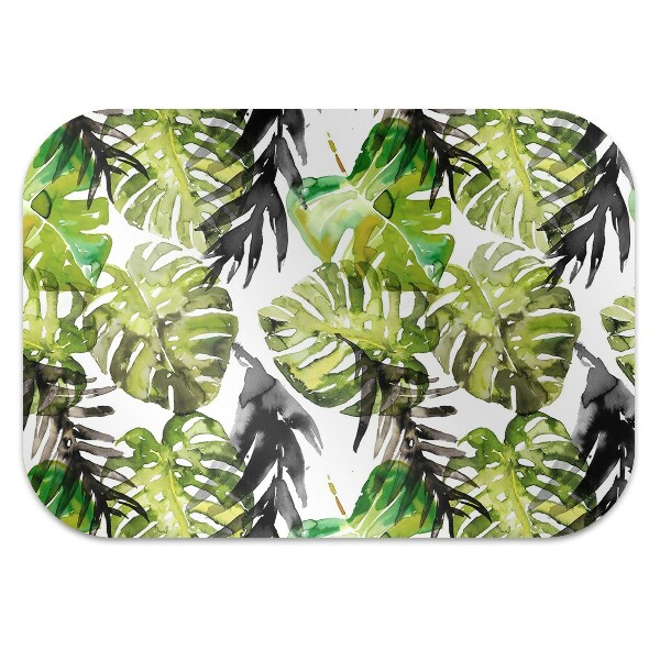 Office chair mat watercolor leaves