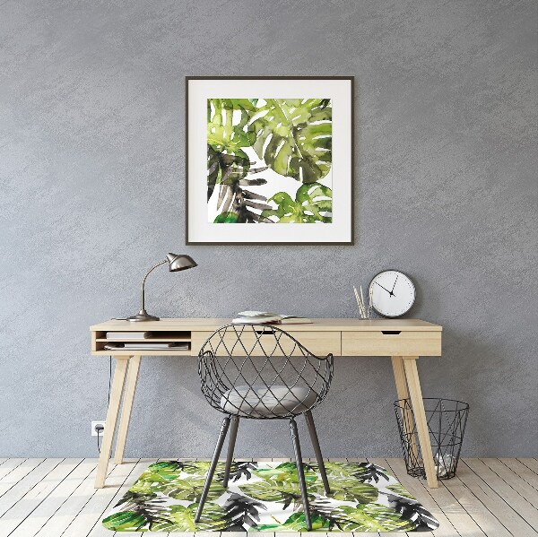 Office chair mat watercolor leaves