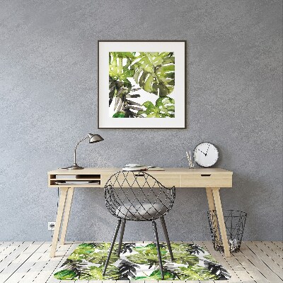 Office chair mat watercolor leaves