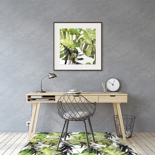 Office chair mat watercolor leaves
