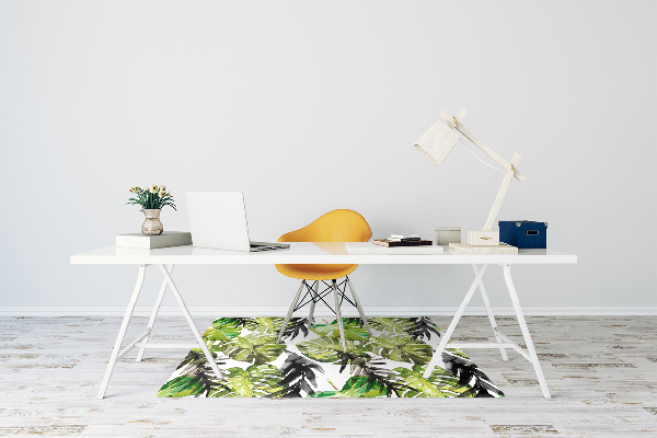 Office chair mat watercolor leaves