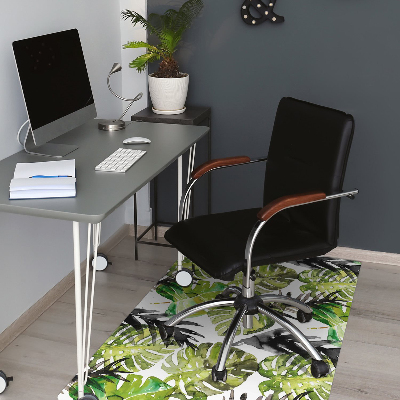 Office chair mat watercolor leaves