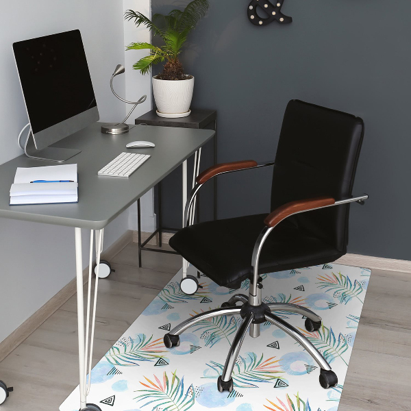 Office chair mat tropical pattern