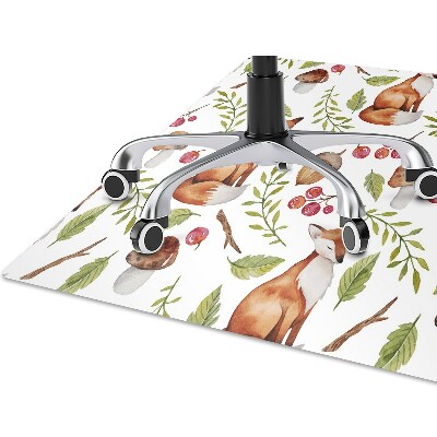 Chair mat floor panels protector Fox and the fruits of the forest