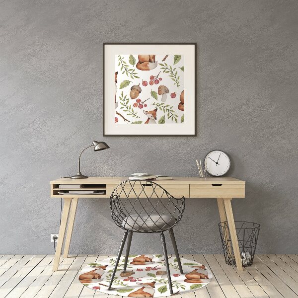 Chair mat floor panels protector Fox and the fruits of the forest