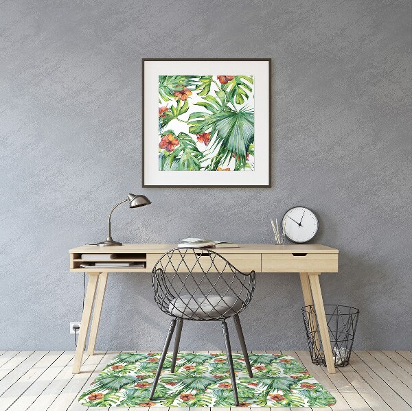 Chair mat floor panels protector Hawaiian leaves
