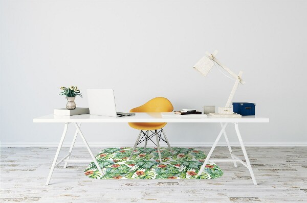 Chair mat floor panels protector Hawaiian leaves