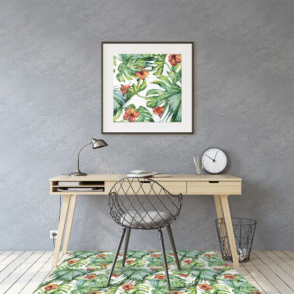 Chair mat floor panels protector Hawaiian leaves