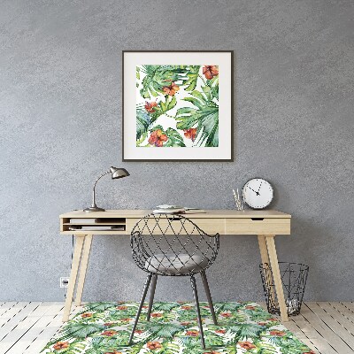 Chair mat floor panels protector Hawaiian leaves