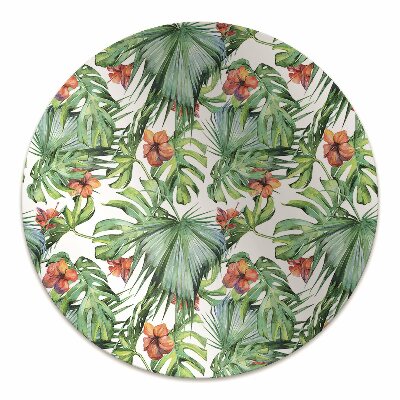 Chair mat floor panels protector Hawaiian leaves