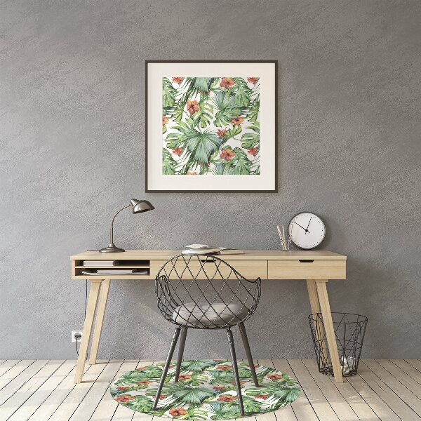 Chair mat floor panels protector Hawaiian leaves