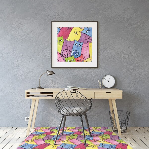Office chair mat happy cats