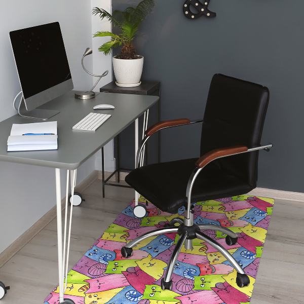 Office chair mat happy cats