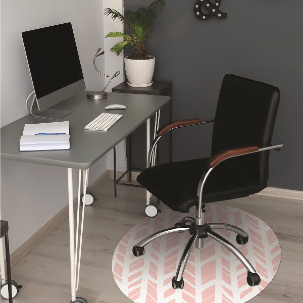 Office chair floor protector pink herringbone