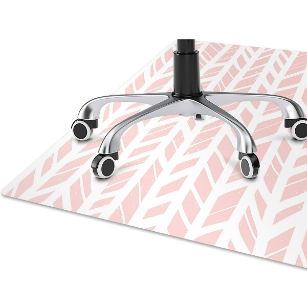 Office chair floor protector pink herringbone