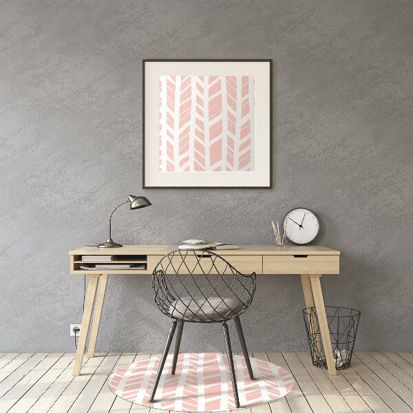 Office chair floor protector pink herringbone