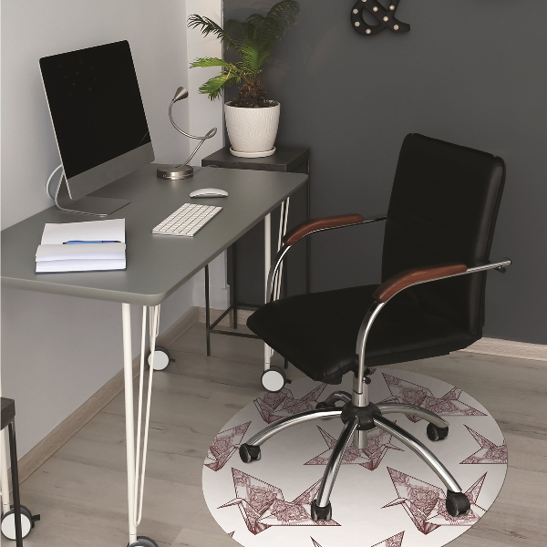 Desk chair mat origami birds