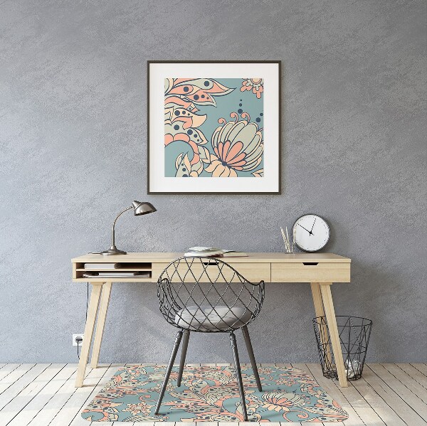 Office chair floor protector fairytale flowers