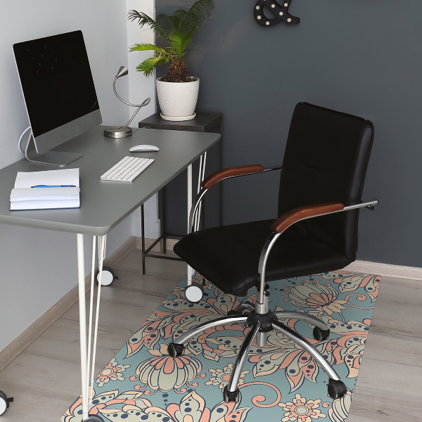 Office chair floor protector fairytale flowers