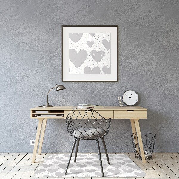 Desk chair mat gray heart
