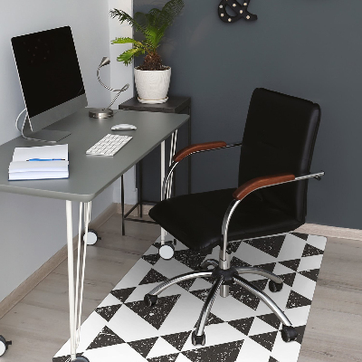 Office chair mat Black and white triangles