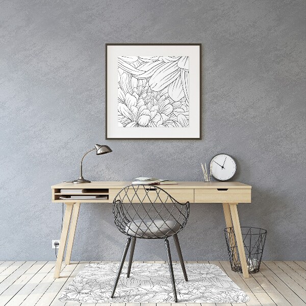 Office chair mat sketched flowers