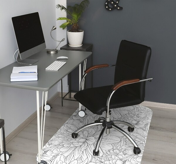 Office chair mat sketched flowers