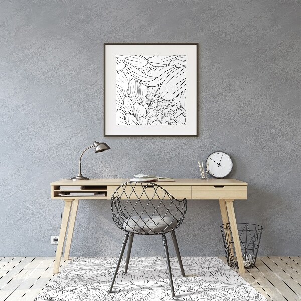 Office chair mat sketched flowers