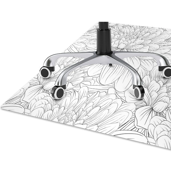 Office chair mat sketched flowers