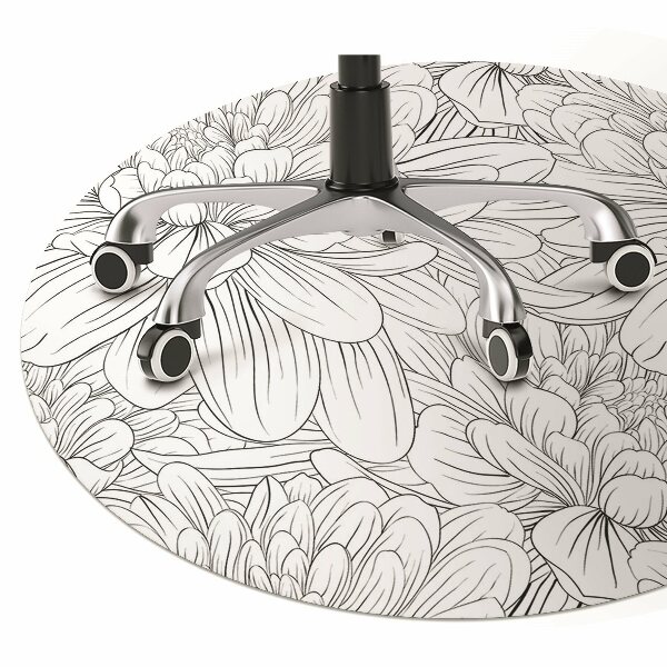 Office chair mat sketched flowers
