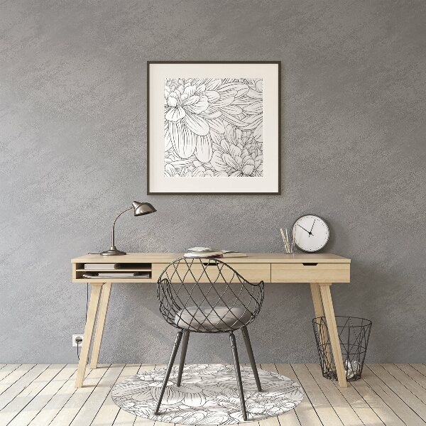 Office chair mat sketched flowers
