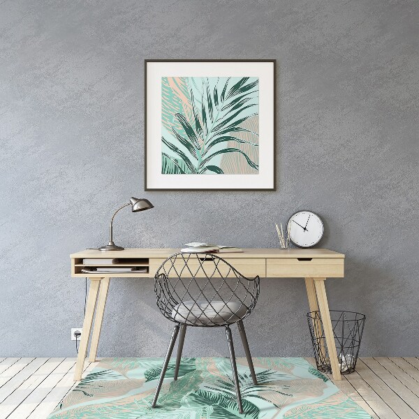 Office chair mat tropical leaves