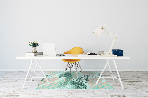 Office chair mat tropical leaves