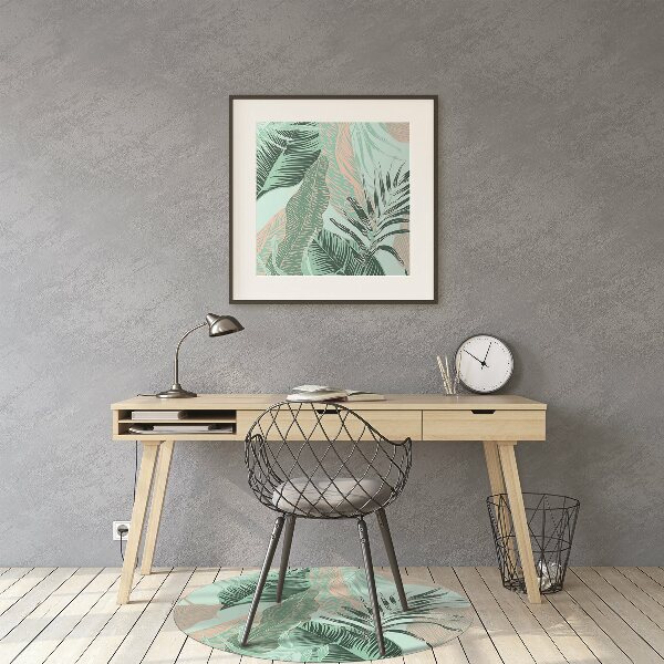 Office chair mat tropical leaves