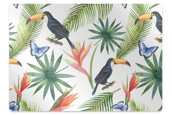 Chair mat floor panels protector Toucans on a branch