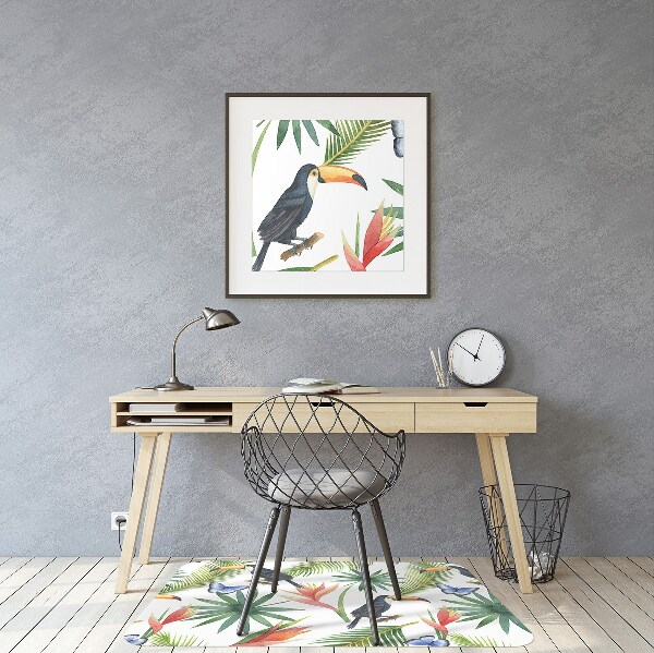 Chair mat floor panels protector Toucans on a branch