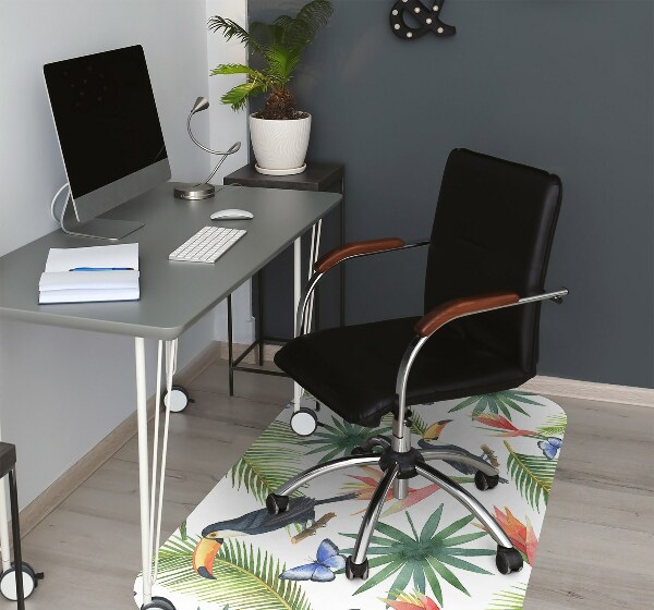 Chair mat floor panels protector Toucans on a branch