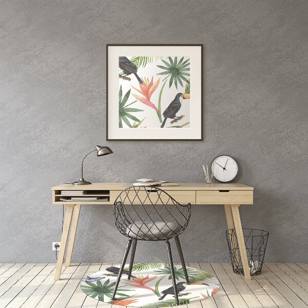 Chair mat floor panels protector Toucans on a branch