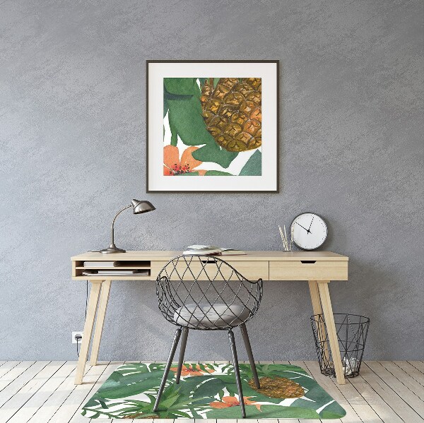 Office chair mat tropical pineapple