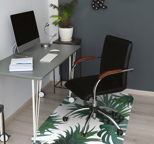 Office chair mat green pineapples