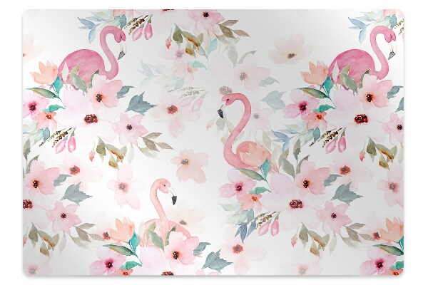 Office chair mat Flamingos flowers