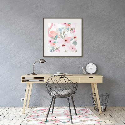 Office chair mat Flamingos flowers