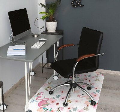 Office chair mat Flamingos flowers